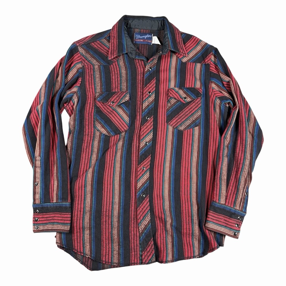 Wrangler Western Shirt Mens XL Red Plaid Pearl Snap Cowboy Twill Midweight